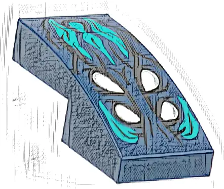 Slope, Curved 2 x 1 x 2/3 with 4 White Eyes, Dark Turquoise Hair Pattern