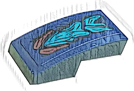 Slope, Curved 2 x 1 x 2/3 with Dark Red and Dark Turquoise Skin Pattern (Sticker) - Set 76145