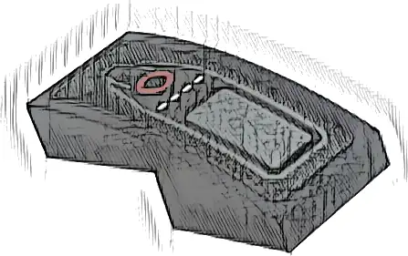 Slope, Curved 2 x 1 x 2/3 with Red Circle, Silver Rectangle and White Dotted Line Pattern (Sticker) - Set 76909