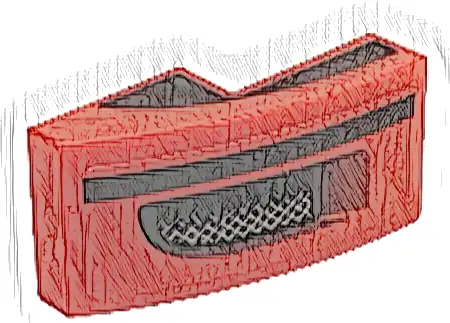 Slope, Curved 2 x 1 x 2/3 with Black Curved Stripe on Both Sides, Stripe and Air Vent with Grille on Top Pattern Model Right Side (Sticker) - Set 76934