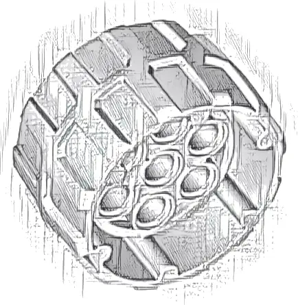 Wheel Hard Plastic, Treaded with 7 Pin Holes and Inner Ring (37mm D. x 22mm)