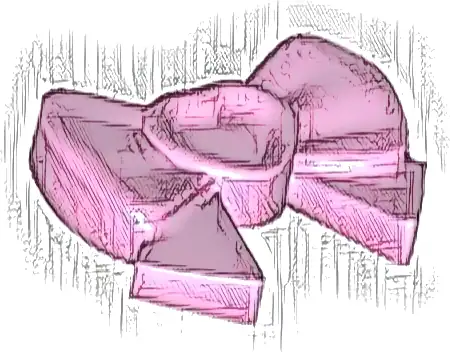 Friends Accessories Hair Decoration, Bow with Heart, Long Ribbon, and Small Pin