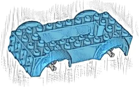 Vehicle, Base 5 x 10 x 2 1/2 with Mudguards and 6 x 2 Recessed Center with 3 Holes with Light Bluish Gray Wheels Holders Attached