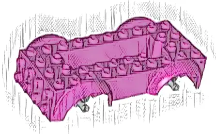 Vehicle, Base 5 x 10 x 2 1/2 with Mudguards and 6 x 2 Recessed Center with 3 Holes with Light Bluish Gray Wheels Holders Attached