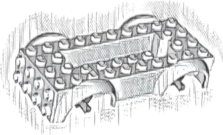 Vehicle, Base 5 x 10 x 2 1/2 with Mudguards and 6 x 2 Recessed Center with 3 Holes with Light Bluish Gray Wheels Holders Attached