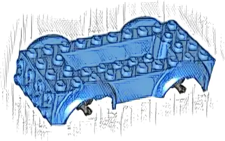 Vehicle, Base 5 x 10 x 2 1/2 with Mudguards and 6 x 2 Recessed Center with 3 Holes with Black Wheels Holders Attached