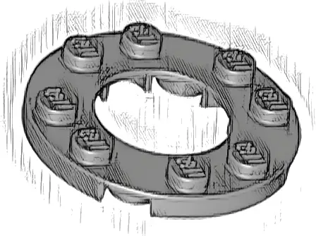 Plate, Round 4 x 4 with 2 x 2 Round Open Center