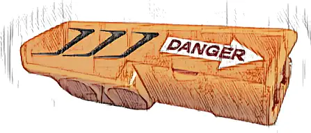 Technic, Panel Fairing #21 Very Small Smooth, Side B with Red 'DANGER', White Arrow and Black Air Intake Pattern (Sticker) - Set 42120