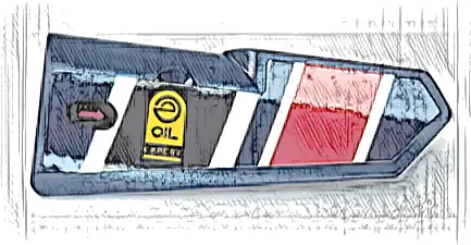 Technic, Panel Fairing #21 Very Small Smooth, Side B with 'OIL EXPERT', Black, Red, and White Stripes Pattern (Sticker) - Set 42109