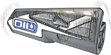 Technic, Panel Fairing #21 Very Small Smooth, Side B with White 'OIL' on Blue Background and Silver Air Intake Pattern (Sticker) - Set 42153