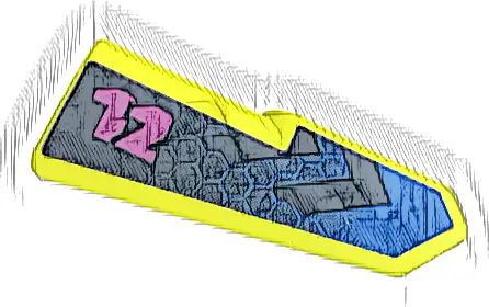 Technic, Panel Fairing #21 Very Small Smooth, Side B with Blue Honeycomb, Black Chevrons and Dark Pink '12' Pattern (Sticker) - Set 42164