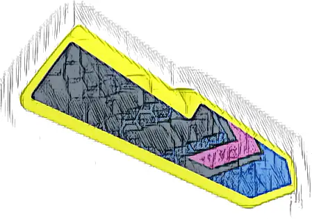 Technic, Panel Fairing #21 Very Small Smooth, Side B with Blue Honeycomb and Black and Dark Pink Chevrons Pattern (Sticker) - Set 42164