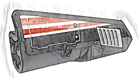 Technic, Panel Fairing #22 Very Small Smooth, Side A with Silver Air Vent, Hatch and Red and White Stripes Pattern (Sticker) - Set 42153