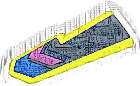 Technic, Panel Fairing #22 Very Small Smooth, Side A with Blue Honeycomb and Black and Dark Pink Chevrons Pattern (Sticker) - Set 42164