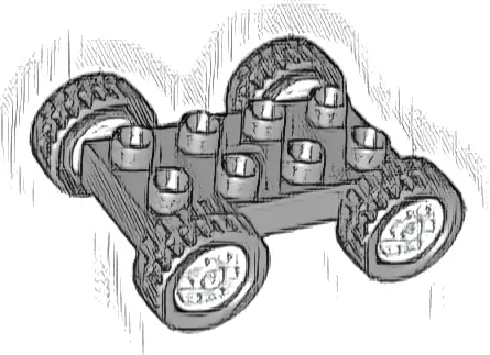 Duplo Car Base 2 x 4 with Fixed Axles, Black Tires, and White Wheels