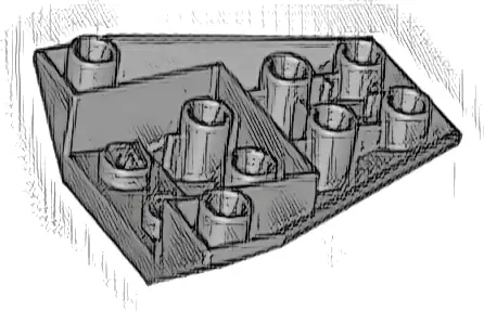 Wedge 4 x 4 Triple Inverted with Connections between 4 Studs
