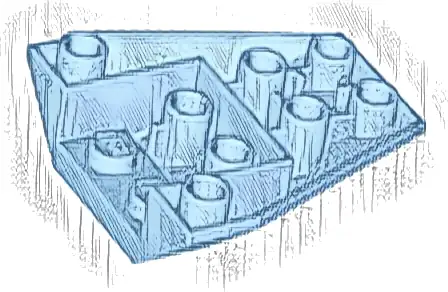 Wedge 4 x 4 Triple Inverted with Connections between 4 Studs