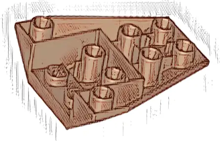 Wedge 4 x 4 Triple Inverted with Connections between 4 Studs