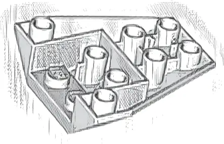 Wedge 4 x 4 Triple Inverted with Connections between 4 Studs