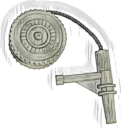 Duplo Winch Drum Narrow Ridged with Black String and Light Bluish Gray Nozzle