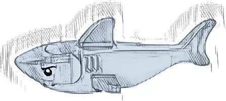 Shark with Rounded Nose and Debossed Gills with Black Eyes and White Full Circle Pupils Pattern