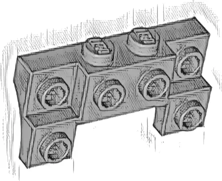 Brick, Modified 2 x 4 - 1 x 4 with 2 Recessed Studs and Thin Side Arches