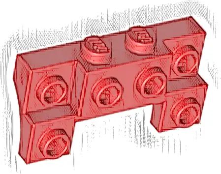 Brick, Modified 2 x 4 - 1 x 4 with 2 Recessed Studs and Thin Side Arches