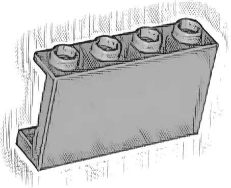 Panel 1 x 4 x 2 with Side Supports - Hollow Studs