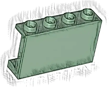 Panel 1 x 4 x 2 with Side Supports - Hollow Studs