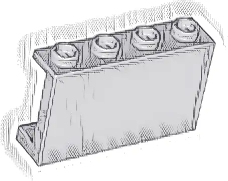 Panel 1 x 4 x 2 with Side Supports - Hollow Studs