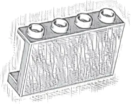 Panel 1 x 4 x 2 with Side Supports - Hollow Studs