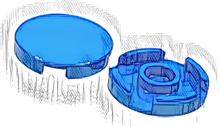 Tile, Round 2 x 2 with Bottom Stud Holder