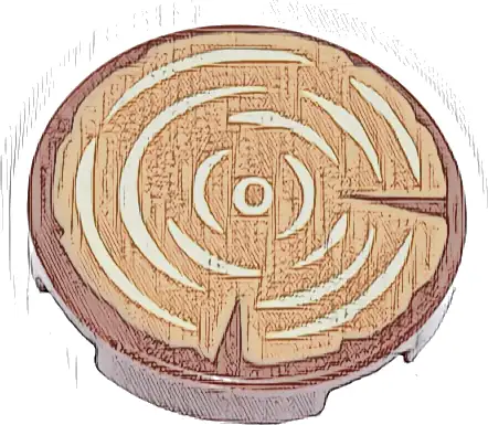 Tile, Round 2 x 2 with Bottom Stud Holder with Medium Nougat Tree Stump with Tan Wood Grain Pattern