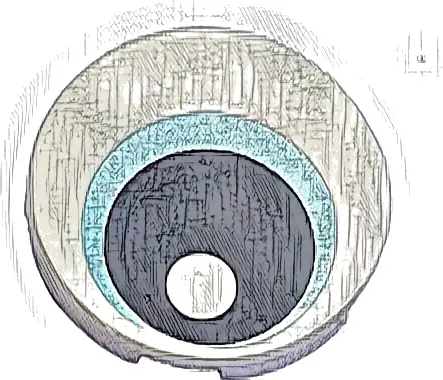 Tile, Round 2 x 2 with Bottom Stud Holder with Eye with  Metallic Light Blue Iris and Black Pupil Pattern
