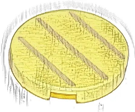 Tile, Round 2 x 2 with Bottom Stud Holder with 3 Tan Lines Pattern (Super Mario Boomerang Bro / Fire Bro / Hammer Bro / Ice Bro / Koopa Troopa / Paratroopa Stomach)
