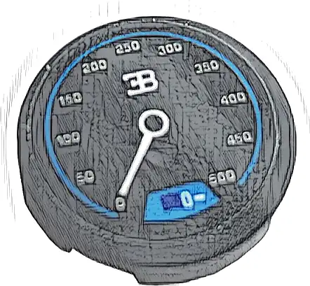 Tile, Round 2 x 2 with Bottom Stud Holder with Gauge, Bugatti Logo and Speedometer Pattern (Sticker) - Set 42083