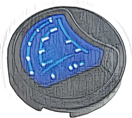 Tile, Round 2 x 2 with Bottom Stud Holder with Blue Gauge Pattern (Sticker) - Set 42083