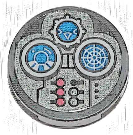 Tile, Round 2 x 2 with Bottom Stud Holder with SW N-1 Starfighter Gauges and Red Buttons Pattern (Sticker) - Set 75325