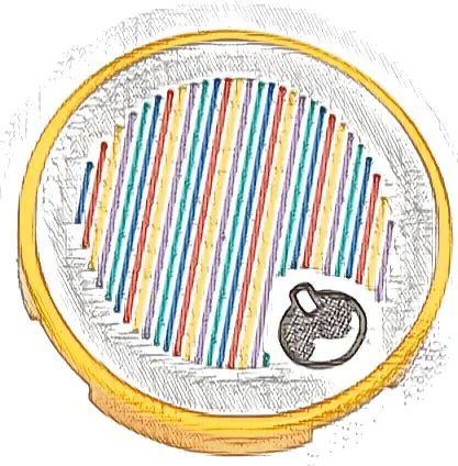 Tile, Round 2 x 2 with Bottom Stud Holder with Super Mario Scanner Code Fruit Pattern (Sticker) - Sets 30509 / 71403 / 71406 / 71418