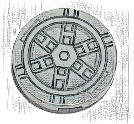 Tile, Round 2 x 2 with Bottom Stud Holder with Black SW TIE Bomber Pattern