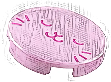 Tile, Round 2 x 2 with Bottom Stud Holder with Magenta Sleeping Cat Face Pattern