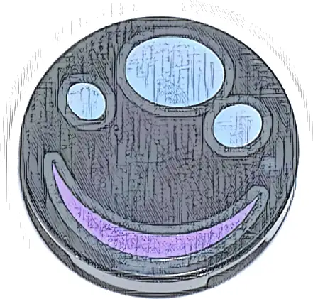 Tile, Round 2 x 2 with Bottom Stud Holder with Eye with White Ovals and Medium Lavender Crescent Pattern