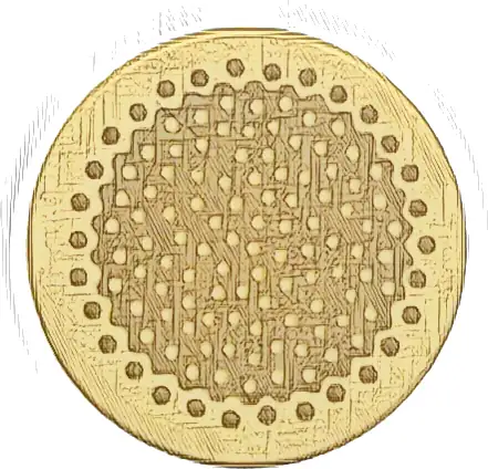 Tile, Round 2 x 2 with Bottom Stud Holder with Dark Tan Bamboo Stem Cross Section Pattern