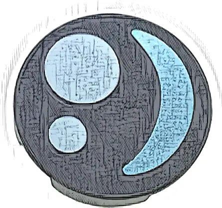 Tile, Round 2 x 2 with Bottom Stud Holder with Eye with White Circles and Metallic Light Blue Crescent Pattern