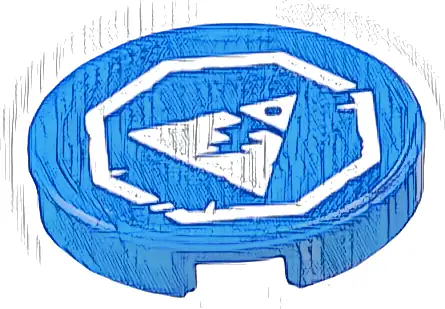 Tile, Round 2 x 2 with Bottom Stud Holder with White Triangle Electricity Danger Sign and Octagonal Border Pattern (Sticker) - Set 77073