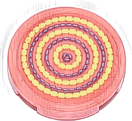 Tile, Round 2 x 2 with Bottom Stud Holder with Seat Cushion with Bright Light Yellow, Medium Blue and Medium Lavender Concentric Circles Pattern (Sticker) - Set 42647