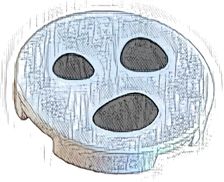 Tile, Round 2 x 2 with Bottom Stud Holder with 3 Black Dalmatian Spots Pattern