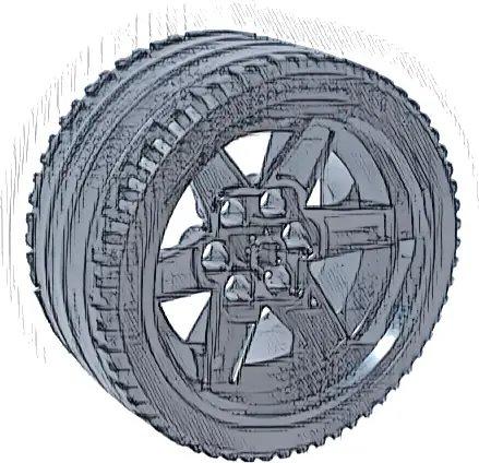 Wheel 56mm D. x 34mm Technic Racing Medium, 6 Pin Holes with Black Tire 68.8 x 36 ZR (15038 / 44771)