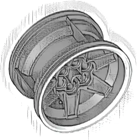 Wheel 56mm D. x 34mm Technic Racing Medium, 6 Pin Holes with White Rim Edge Pattern