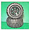 Część LEGO® 15038pb01c01 Koło 56mm śr. x 34mm Technic wyścigowe średnie, 6 otworów na piny z białym wzorem obręczy z czarną oponą 94.8 x 44 R balonową (15038pb01 / 54120)